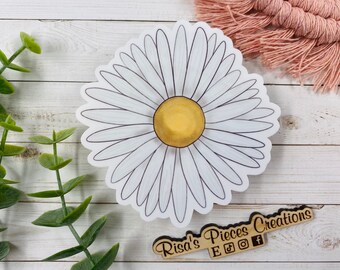 Daisy Flower Water Resistant Sticker for Laptop or Water Bottle, Springtime Easter Basket Gift for Friend, Floral Decal, Naturecore gift