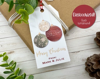 Ornament Personalized Gift Tags, Christmas Present Tags with Thread, Custom Tag for Business, Pre-Cut Tags For Gift Bag, Holiday Favor Tag