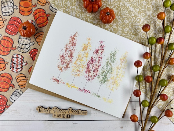 Linen Texture Fall Trees Card, Greeting Card, Blank Cards, Autumn Card,  Thanksgiving Cards, Holiday Cards, Colorful Trees Card, Bulk Cards -   Hong Kong
