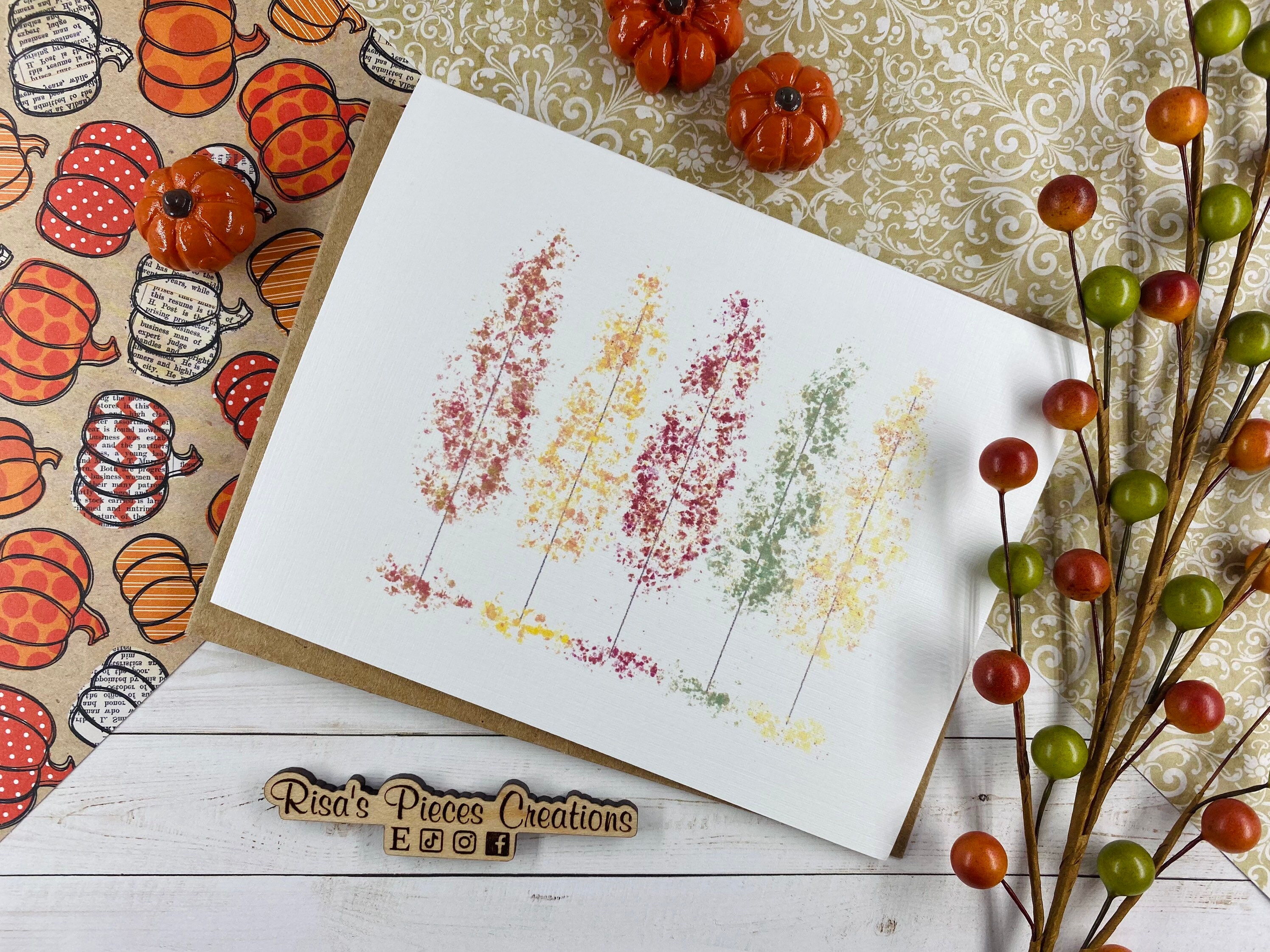 Fall Texture Card Linen Texture Fall Trees Card, Greeting Card, Blank Cards, Autumn Card ...