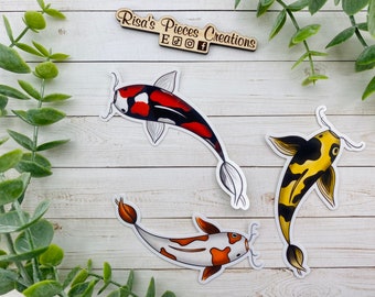 Koi Stickers, Fish Stickers, Water Bottle Stickers, Vinyl Stickers, Japanese Fish, Koi Pond, Stocking Stuffer, Gift for Mom, For Friend
