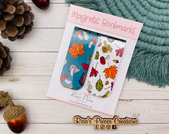 Cottage Core Magnetic Bookmarks, Reading Accessories, Planner Accessory, Mushrooms, Autumn Magnet Bookmark, Thanksgiving Gift for family