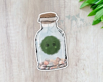 Marimo Moss Ball In Bottle Pet Plant Sticker gift for Plant Mom, Naturecore, Aesthetic Stickers for Laptop, Stocking Stuffer for Plant Lover