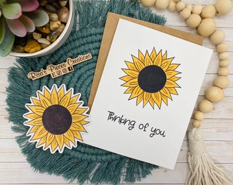 Linen Texture Sunflower Thinking of You, Greeting Cards, Blank Cards, Birthday Card, Card for Friend, Card for Husband or Wife