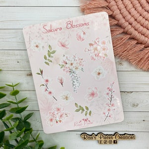 Sakura Blossom Sticker Sheet, Japanese Cherry Blossoms, Flower Stickers, Planner Stickers, Journal Stickers, Scrapbooking Stickers, Pink