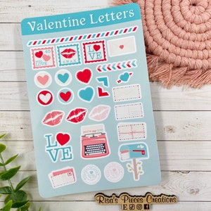 Valentine Love Letters Sticker Sheet, Cute Valentine&#39;s Day Stickers, Valentine Gift for Friend, Planner Stickers, Bullet Journal, Romantic