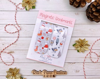 Snow Friends Magnetic Bookmarks, Stocking Stuffer for Kids, Reading Accessories for friend, Christmas gift for daughter, Winter Gift for Son