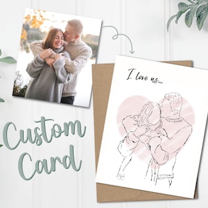 Custom Portrait Anniversary Card, Anniversary Gift for Wife, Custom Portrait, Custom Gift for Husband, First Anniversary Gift for her, Love
