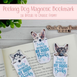 Peeking Dog Magnetic Bookmark, For Animal Lover, Gift for Dog Mom, For Readers, Gift for Dog Lover, Rottweiler, Doberman, Boxer, Labrador