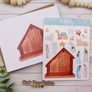 Create Your Own Nativity Card, Seasonal Cards, Merry Christmas, Cute Christmas Card, Christmas Craft for Kids, Nativity Stickers, Fun Cards