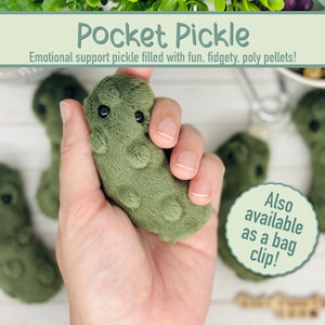 Pocket Pickle Sensory Comfort, Emotional Support Pickle Pet, Fuzzy sensory plush bag clip, calming fidget keychain, stim