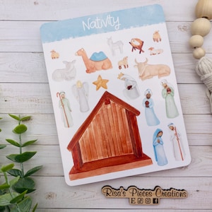 Nativity Sticker Sheet, Christmas Stickers, Away in a Manger, Holy Family Stickers, Christian Stickers, Stocking Stuffer for Kids
