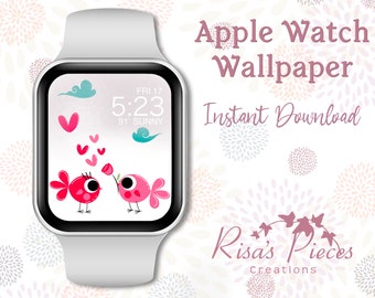Valentine's Day Apple Watch Wallpaper, Love Birds, Smart Watch Wallpaper, Watch Background, Apple Watch Accessories, Apple Watch Face, Cute