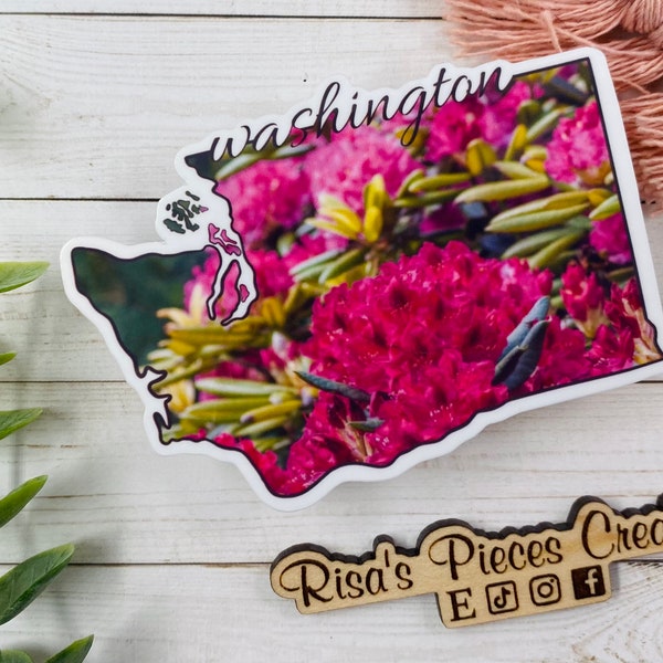Washington Sticker, Rhododendron Sticker, Flower Stickers, Washington Gifts, State Stickers