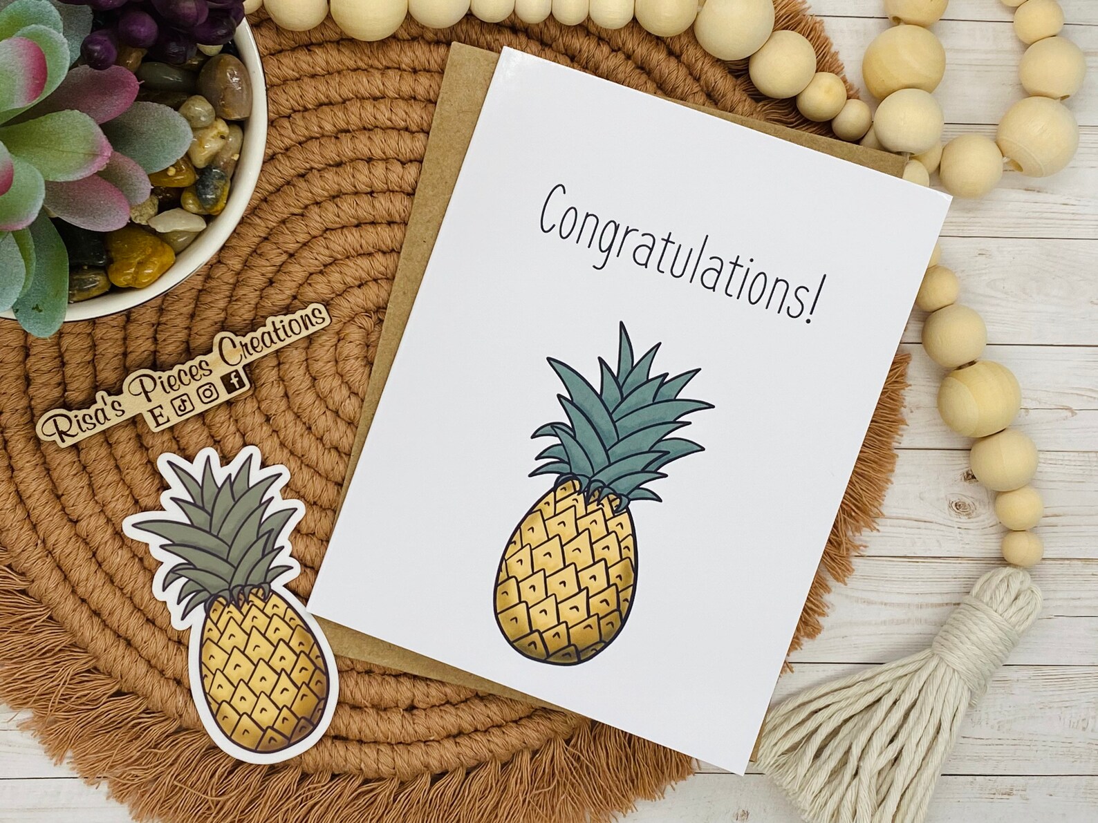 Glossy Pineapple Congratulations Card Housewarming Card Etsy