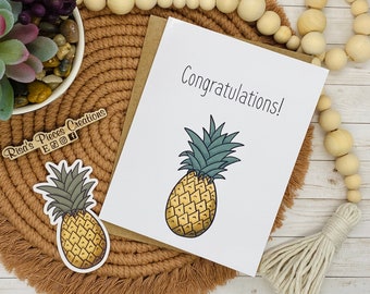 Glossy Pineapple Congratulations Card, Housewarming Card, Greeting card, Blank Cards, Card for Friend