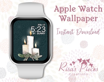 Velas Fondo de pantalla para Apple Watch, Diseños navideños, Fondo de pantalla para reloj inteligente, Fondo de reloj, Accesorios para Apple Watch, Esfera de Apple Watch, Lindo