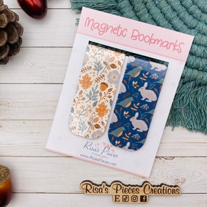 Nordic Bunnies Magnetic Bookmarks, Reading Accessories, Planner Accessory, Book Lover, Autumn Magnet Bookmark, Thanksgiving Gift for Family