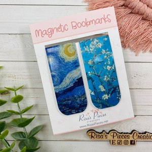 Van Gogh Magnetic Bookmarks, Reading Accessory, Easter Basket, Planner Accessory, Book Lover, Magnet Bookmark, Starry Night, Almond Blossom