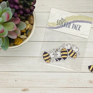 Honeybee Mini Sticker Pack - Honeybee sticker, buzzy bee sticker, save the bees, bumblebee stickers, bees and honey, cute bee sticker