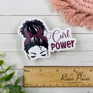 Curl Power Stickers, Curly Hair Sticker, Hair Don't Care, Messy Bun ...
