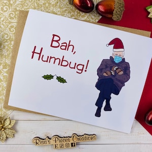 Bah Humbug Christmas Card, Bernie Christmas Card, Funny Christmas Card, Handmade Christmas Card for Friend, For Family, White Elephant Gift
