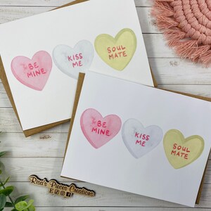 Conversation Hearts Card, Valentine Card, For Girlfriend, For Boyfriend, For Wife, For Husband, Candy Hearts, Be Mine, Kiss me, Soul Mate