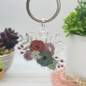 Floral Keychain, Flower Keyring, Flower Arrangement, Acrylic Keyring, Bag Charm, Stocking Stuffer, Gift for Mom, For Daughter, For Friend