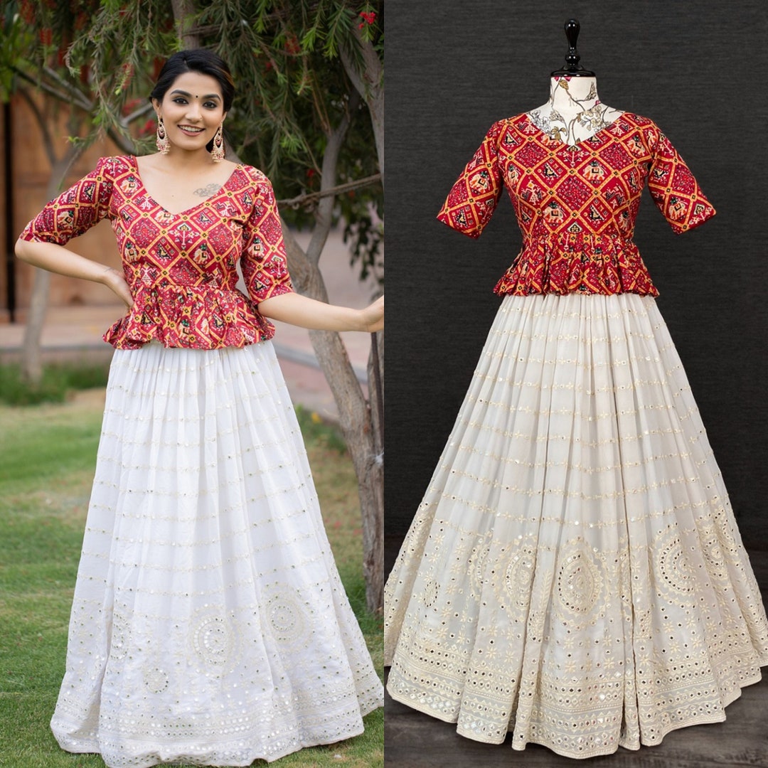 Onion Color Pure Cotton Two Piece Lehenga With Lucknowi Work