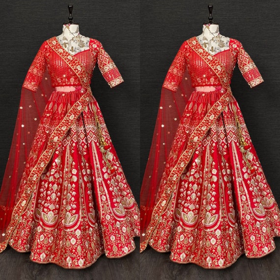 Beautiful Bridal Lehenga Choli Soft Malai Silk Lehenga Work Sequins With Thread  Embroidery Work Bollywood Lehengas Party Wear 