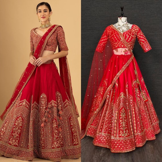 Bridal Lehenga Choli Malai Silk Lehenga Work Sequins and Thread Embroidery  Work Stitched With Can-can Choli Party Wear Choli -  Canada