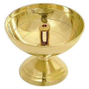 Messing metaal Akhand / Pyali / Paro Diya / olielamp met standaard GRATIS expresverzending over de hele wereld