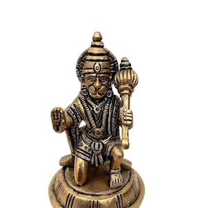 Brass Metal Bhagwan Shree Hanuman Ji - Bajrangbali - Mahabali Idol for Pooja / Home Temple (4 inches High) FREE Shipping across the GLOBE