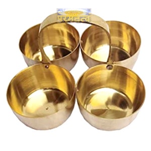 Brass Puja Rituals Roli Chawal Chandan Chopala Elaichi Mishri Haldi Kumkum Holder 4 Bowl Stand Holder FREE Shipping across the GLOBE