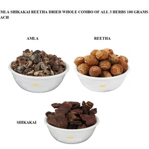 Reetha Amla Shikakai Combo Pack for Hairs Raw Form, 100 Grams Each FREE Shipping across the GLOBE