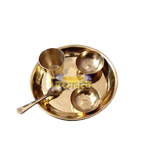 Brass Metal Laddu Gopal Ji Bhog Thali / Serving Plate Set of 5  (10.5 cms) FREE Shipping across the GLOBE