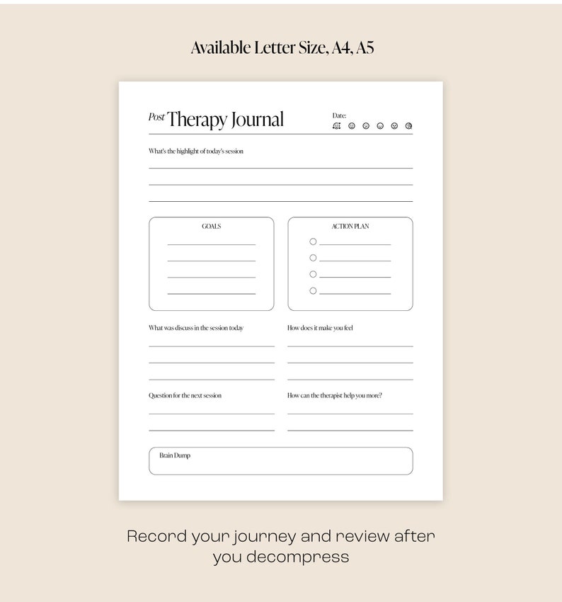 Digital Therapy Journal Pack, Printable Therapy Notes, Pre &amp; Post Therapy Session Notes ...