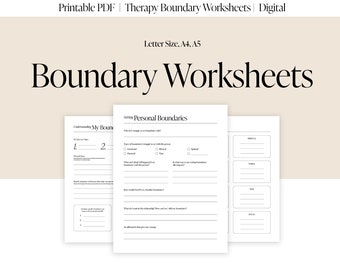 Digital Boundary Worksheet for therapy, Printable Personal Boundary Journal, Therapy Journal, Setting Boundaries, Mental health, Self-care