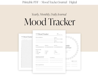 Digital humörspårare, utskrivbar humörjournal, humörlogg, självvårdsbulletjournal, humördiagram, daglig humörspårare, mental hälsa