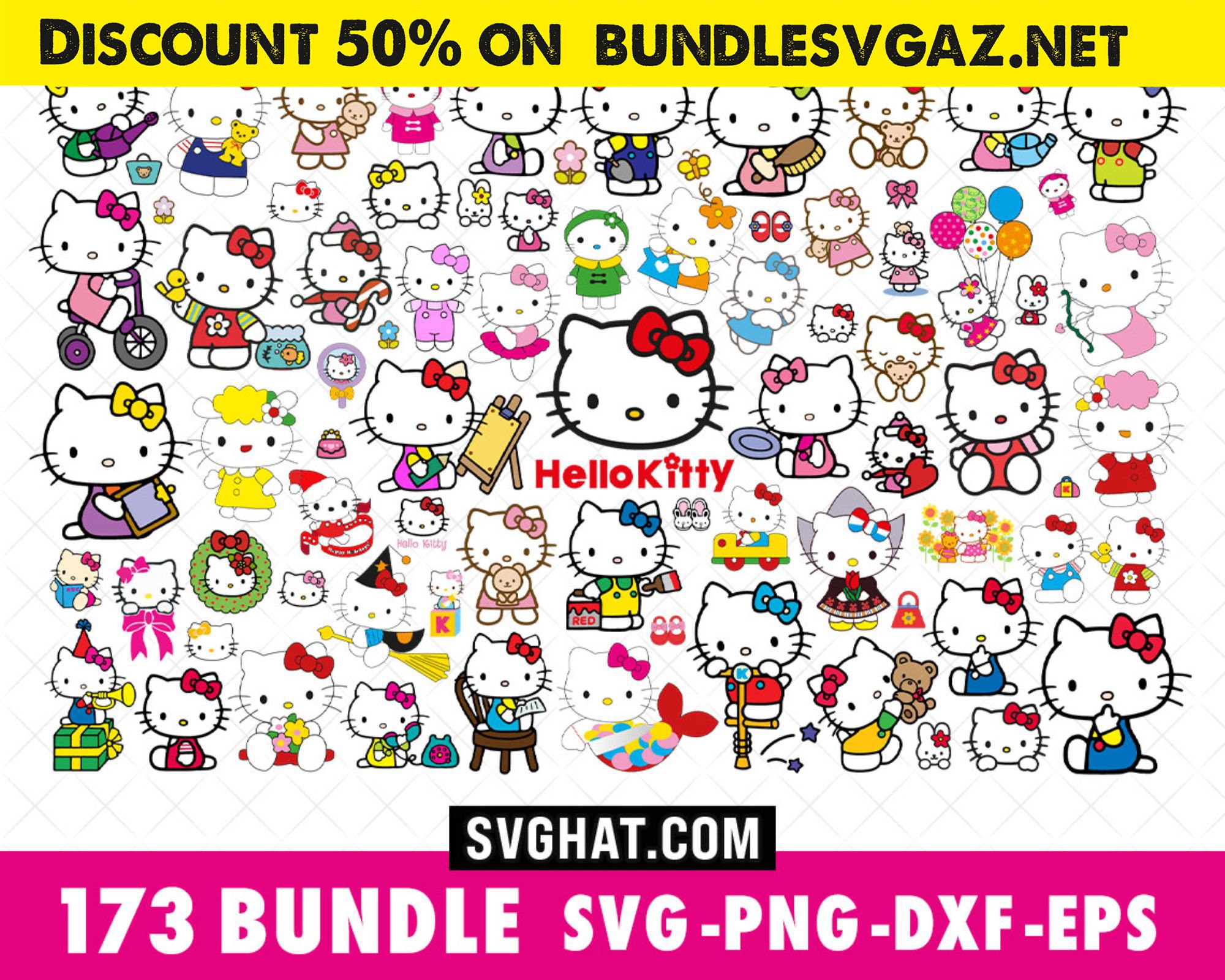 Hello Kitty Svg Bundle Hello Kitty Svg Hello Kitty Svg File | Etsy