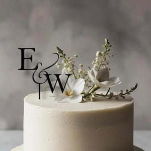 Wedding Cake Topper | Personalised Initial Acrylic Topper | Bride and Groom | Custom Initial and Name Topper | Gold Name | Black Gloss |