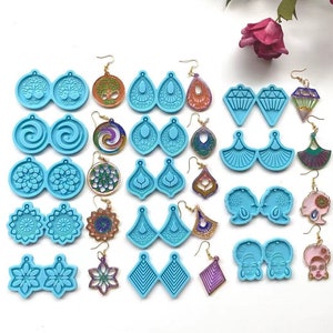 Dangle Earring Silicone Mold, Teardrop/Circle/Mandala/Afro Earring Resin Molds, Epoxy Mold, Jewelry Making Mold