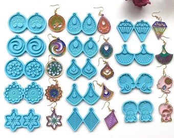 Dangle Earring Silicone Mold, Teardrop/Circle/Mandala/Afro Earring Resin Molds, Epoxy Mold, Jewelry Making Mold