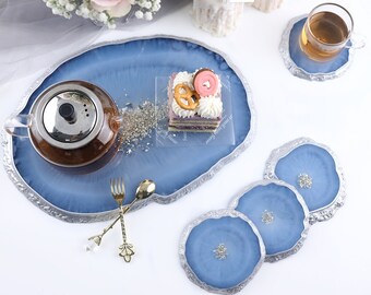 Irregular Tray and Coaster Set Silicone Mold, Epoxy Resin Mold, Concrete Mold, DIY Home Decor