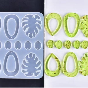 Teardrop Leaf Earring Resin Mold, Monstera Leaf Earring Silicone Mold, Oval Earring Mold, Resin Jewelry Mold, Jewelry Making Mold