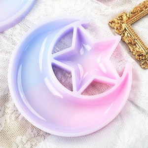 Jewelry Dish Silicone Mold, Moon Star Trinket Dish Resin Mold, Moon Tray Mold, Trinket Tray Silicone Mold for Resin, Jewelry Tray Resin Mold