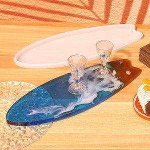 Surfboard Tray Silicone Mold, Serving Cutting Charcuterie Board Resin Mold