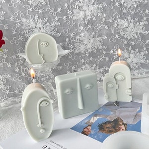 Abstract Face Minimalist Candles Mold, Men Face Soap Mold, Plaster Mold