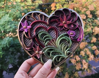 Blumen Herz Form Valentines Silikonform Betonform Wand hängen Oranment Epoxidharzform Gießform DIY Dekoration