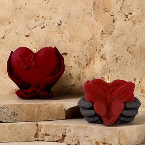 Heart Candle Silicone Mold Holding Butterfly Heart Scented Candle Mold Concrete Plaster Resin Craft Mold